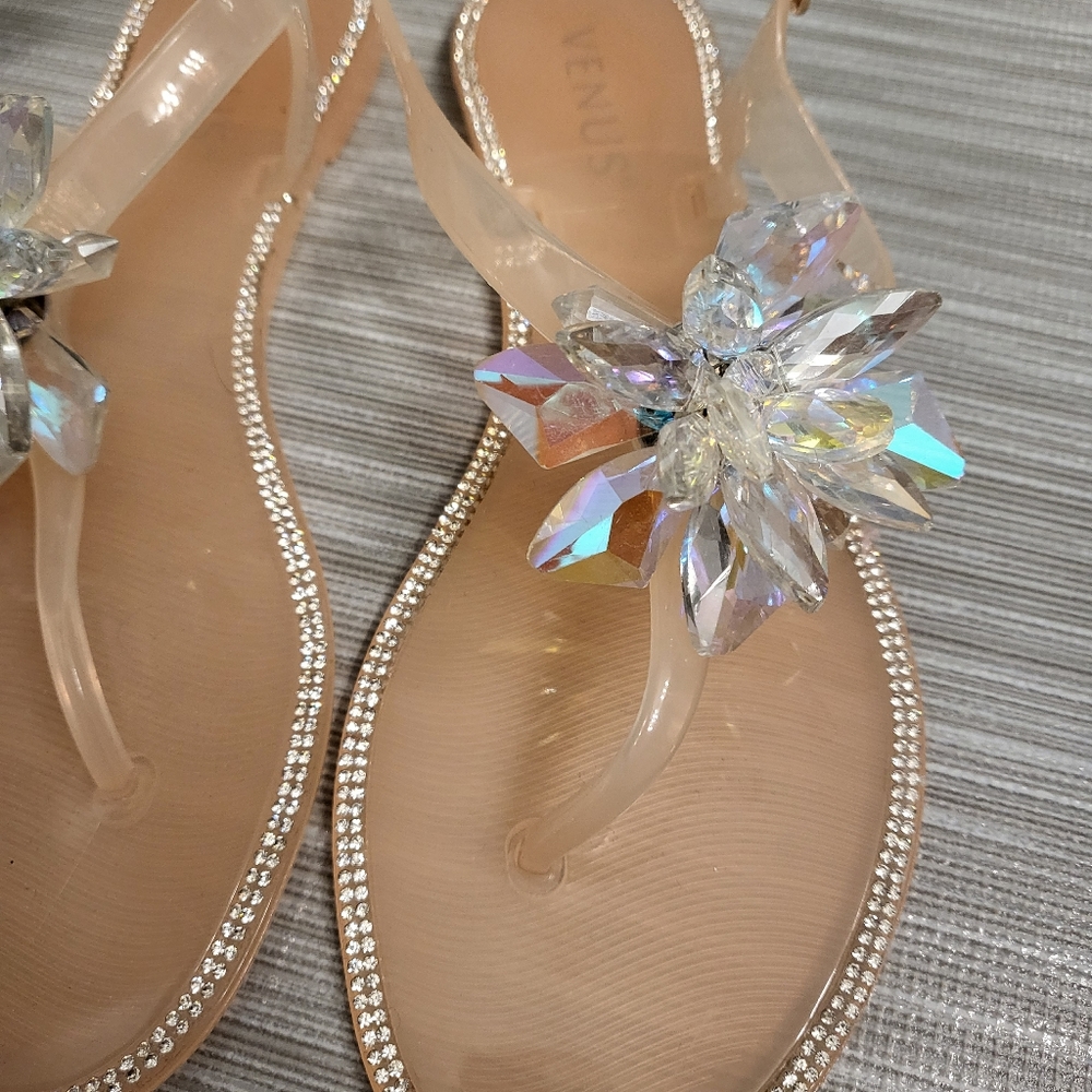 Peach Rhinestone Sandals - Picture 4 of 9